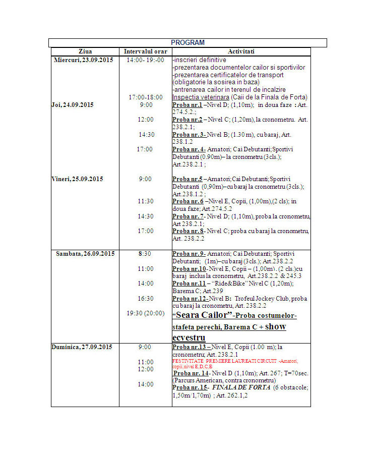 program 24 27 septembrie -
