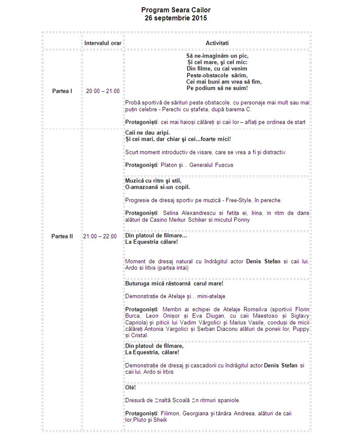 program seara cailor -